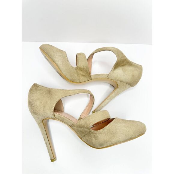 Journee‎ Collection Pumps Size 6.5 Tan Womens Zeera Heels Slip On Round Toe - Picture 6 of 9